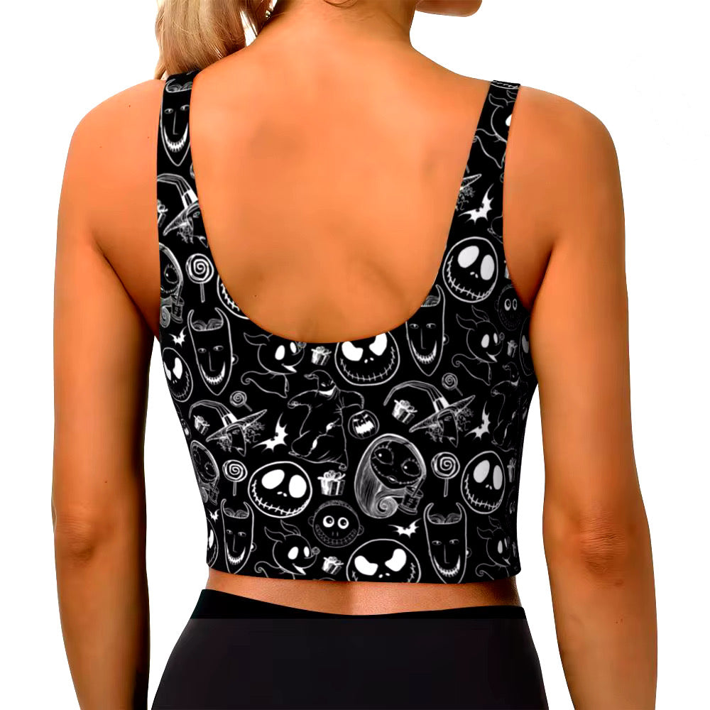 Skellington Halloween Gym Crop Top