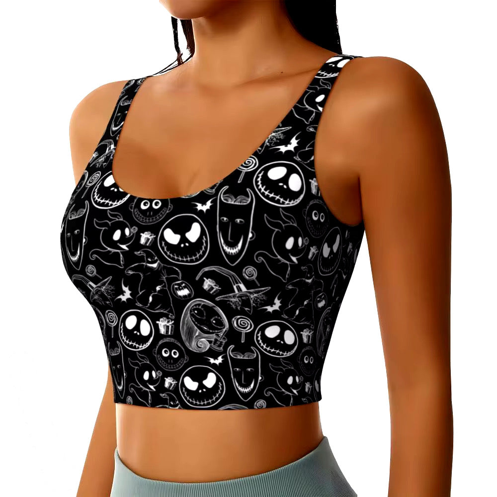 Skellington Halloween Gym Crop Top