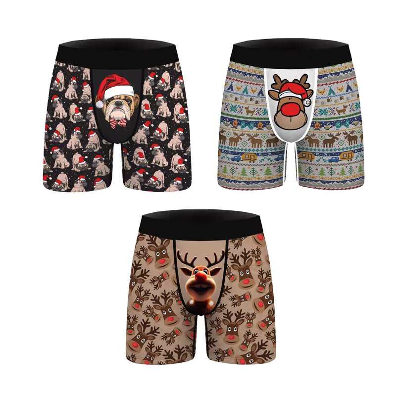 3-Pack Christmas Print Boxers